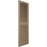 TailorMade BEL1120026385 Builders Edge, Cathedral Top Center Mullion, Open Louver, Includes Matching Installation Spikes (Per Pair) Vinyl Shutters, 12-in. W x 26-in. H, 385-French Roast