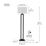 Globe Electric 67046 58" Floor Lamp, Matte Black Finish, White Linen Rectangular Shade, Modern Geometric Cutout Design, E26 Base