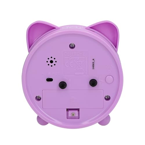 Depesche TOPModel Blooming Kitty 14063 Children's Alarm Clock with Model Cat Motif Silent Clock with Light Function Purple