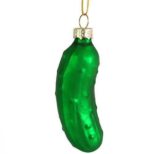 Ornativity Christmas Pickle Tree Ornament - Traditional Glass Blown Green Pickles Hanging Pickle Xmas Holiday Ornaments Decor 3.5" Pack of 4