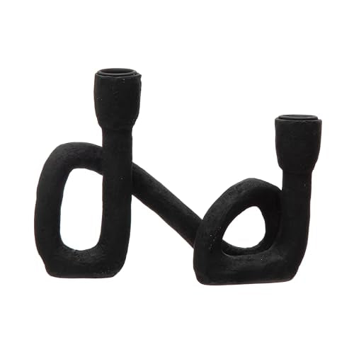 Bloomingville Decorative Resin Double Taper Candle Holder, Black