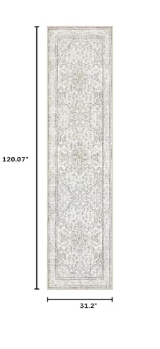 Lahome Oriental Runner for Hallways 2.5x10 Washable Beige Kitchen Runners Non Skid Long Entryway Rug Runners 10ft Ulra-Thin Soft Indoor Boho Rug Traditional Carpet for Laundry Living Room Helena
