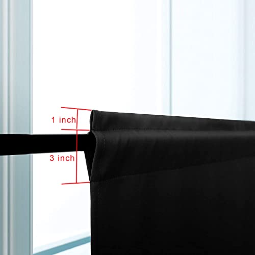 Pickluc 24 Inch Long Tier Curtains for Small Window Treatment, Short Blackout Curtain with Rod Pocket - Half Window Curtains for Kitchen, Cabinet, Basement, Camper, 2 Panels, Black, 30 Inches Wide