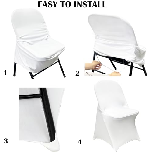 40PCS Stretch Spandex Folding Waterproof Chair Covers,Universal Fitted Chair Cover Protector for Wedding Party Banquet Holidays Celebration Decoration(40, White New)