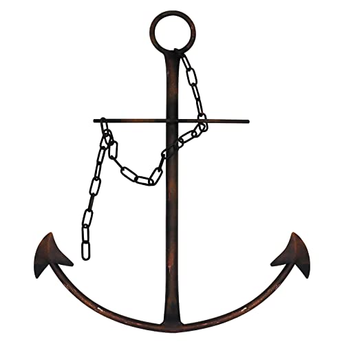 Nautical Anchor Wall Decor, Antique Metal Anchor Art Wall Decor With Chain for Bedroom Living Room Dorm Home/13 Antique Farmhouse Decor (Vintage)