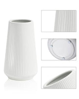 White Ceramic Vase, 8 Inch Flower Vases for Pampas Grass and Dried Flowers, Modern Vase for Living Room Table, Kitchen Shelf, Wedding Centerpiece Decor