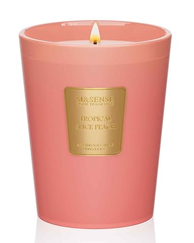 M&SENSE Tropical Spice Peach Soy Candle, 14.1oz, Summer Fruit Scent