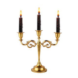 3 Arm Candelabra Taper Candle Holders Decorations Indoor Kitchen Décor Table Candles Candlestick Candelabra Centerpiece (Gold)