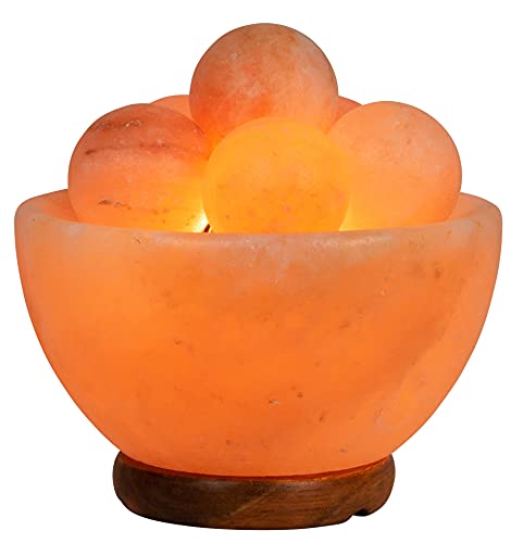 Himalayan Fire Bowl Salt Lamp with 6 Massage Balls Premium Quality Authentic from Pakistan