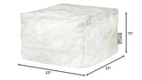 Gouchee Home Loft Winterfell Collection Contemporary Faux Fur Fabric Upholstered Square Pouf/Ottoman, White