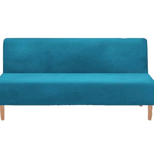 Luxury Velvet Futon Bed Covers Slipcovers with Elastic Band, Soft Armless Futon Cover 3/2 Seater Stretch Sofa Bed Slipcover, Thick Plush Futon Cover Stretch Armless Sofa Bed Washable,F,M1