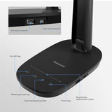 Honeywell HWT-H2 LED Desk Lamp for Home Office, CRI94 Full Spectrum Eye-Caring Light, Dimmable Table Lamp with USB-A & USB-C Charging Ports, Foldable Touch Control Reading Lamp, Black