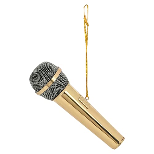 Broadway Gifts Co Polished Gold Tone Microphone - 3" Brass Hanging Ornament - Microphone Ornament - Gifts for Musicians & Singers