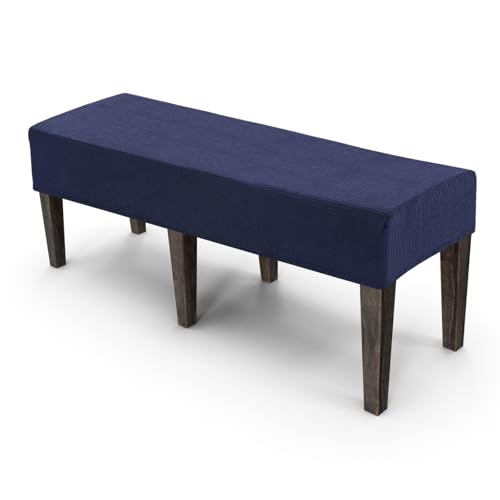 M METERXITY Jacquard Bench Slipcover, 41-51" Rectangle Solid Bench Seat Cover, Removable Washable for Banquet/Bedroom/Piano [Navy Blue,