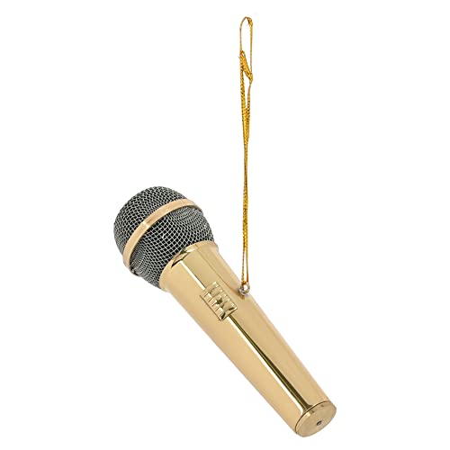 Broadway Gifts Co Polished Gold Tone Microphone - 3" Brass Hanging Ornament - Microphone Ornament - Gifts for Musicians & Singers