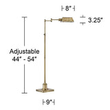 Regency Hill Jenson Traditional Farmhouse Metal Adjustable Pharmacy Floor Lamp Swing Arm 54" Tall Aged Brass Metal Shade Standing Pole Light for Living Room Reading House Bedroom Home Office