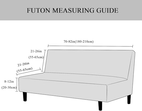 Stretch Futon Cover Armless Sofa Slipcover Futon Covers Full Size Foldable Sofa Bed Covers with Elastic Band,Machine Washable (Beige)