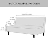 Stretch Futon Cover Armless Sofa Slipcover Futon Covers Full Size Foldable Sofa Bed Covers with Elastic Band,Machine Washable (Beige)
