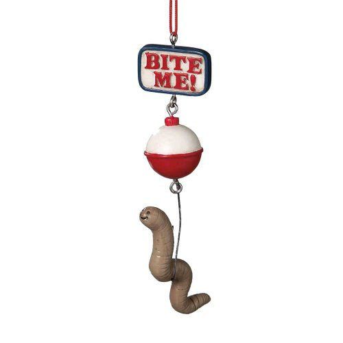 Bite Me Worm Bait Fishing Christmas Ornament