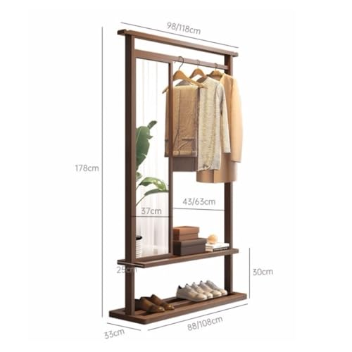 Full-Length Mirror Home Dressing Mirror Hanger Chinese Style Coat Rack with Mirror Full Body Mirror Home Bedroom Fitting Mirror Hanger Full Length Floor Mirror (88cm)