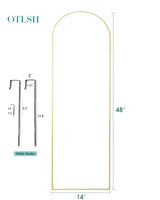 Otlsh 14"48" Arch Wall Mirror, Over The Door, Thin Frame Aluminum Alloy for Bedroom, Living Room, Entryway - Gold