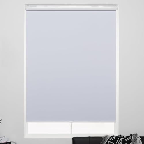 Cordless Roller Shades 100% Blackout Blinds for Windows and Doors, Pull Down Room Darkening Window Shades, Easy to Install for Home and Office, White, Fixed 75 Inches High, 21 Inches Width