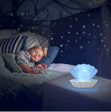 LKUA Shell Pearl Beach Themed Night Light, RGB 8 Colors Changing Mood Shell Pearl Lamps, Bedside LED Clamshell Portable Night Lights for Bar (White)