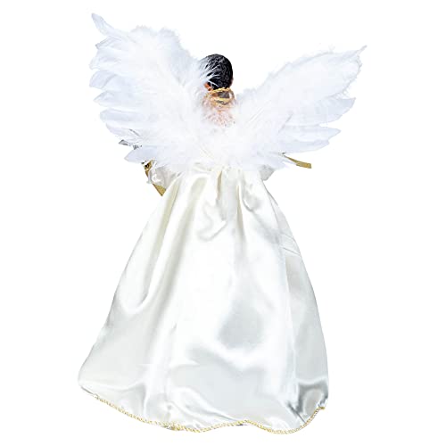 Kurt S. Adler, Inc. UL2219 Kurt Adler 10-Light 12" Ivory & Gold Black Angel Treetop