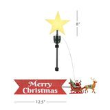 Mr. Christmas Animated African American Santa's Sleigh Christmas Tree Topper- with Merry Banner Christmas Decoration, Illuminated LED Star, Velcro Straps to Easily Attach, 21.75 Inch, Multi