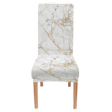 TOMWISH Dining Room Chair Covers Set of 6, Spandex Slipcover Stretch Removable Parson Chair Covers Marble White Grey and Gold Abstract Art Painting Chairs Seat Cover for Dining Room