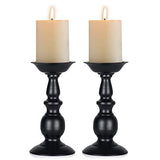 2 Pcs Black Pillar Candle Holders, Most Ideal for 3" Pillar Candles, Gifts for Wedding, Party, Home, Spa, Reiki, Votive Candle (2 x L)