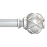 Silver Curtain Rod for Windows 48 to 84 Inches(4-7ft), 1" Diameter Heavy-Duty Adjustable Decorative Curtain Rod with Striped Twisted Finials - for Living Room Bedroom (Modern Home Decor)