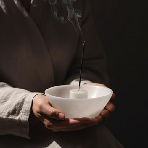 Radicaln Marble Incense Holder 5.5" Inches Handmade White Marbles Ashtray for Home Décor, Ideal Incense Stick Holder, Palo Santo Holder & Incense Holder Marble for Living Room
