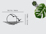 Benziso Sun Metal Wall Art Abstract Sunset with Seagulls Metal Wall Decor Minimalist Sunrise Line Art for Living Room Kitchen Bathroom Indoor Outdoor