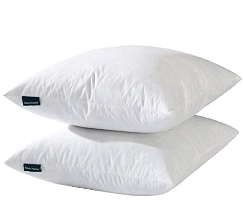 basic home® Hotel-Style 26x26 Goose Feather Down Euro Pillow Insert for Sofa & Bed - 100% Odorless & Plump Cushion Filler - 233TC Cotton with Inner Liner to Prevent Poking (26x26 Inch)
