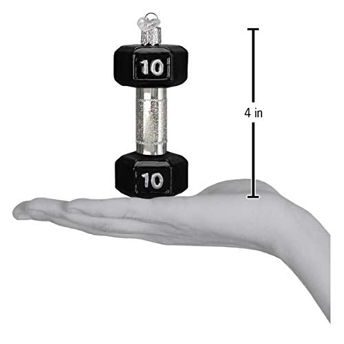 Old World Christmas Dumbbell Glass Blown Ornament for Christmas Tree, Handcrafted Holiday Decoration, Sport Collection