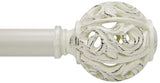 1 Inch Curtain Rod For Windows 28 to 48 Inches, Heavy-Duty Adjustable Decorative Curtain Rod With Rattan Leaf Hollow Finials For Bedroom And Living Room White