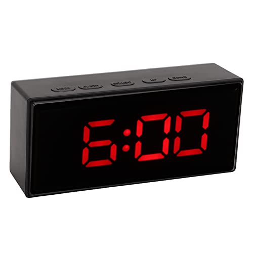 Smart LED Digital Alarm Clock Mirror for Energy Saving Backlight Temperature Display Night Mode Suitable (Red)