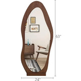 Irregular Full Length Mirror, 63" x 24" Floor or Wall Mounted, Hanging or Leaning Against Wall for Bedroom, Living Room Full Body, Brown