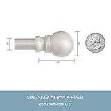 Kenney KN55970 Davenport Ball End Petite Café Decorative Window Curtain Rod, 28-48" Adjustable Length, Brushed Nickel Finish, 1/2" Diameter Steel Tube