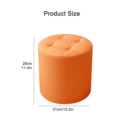 Dark Green Pouf Footrest for Makeup Vanity, Low Stool for Shoe Change, Small Round Accent Chair for Living Room, Bedroom, Office - Cushioned Design