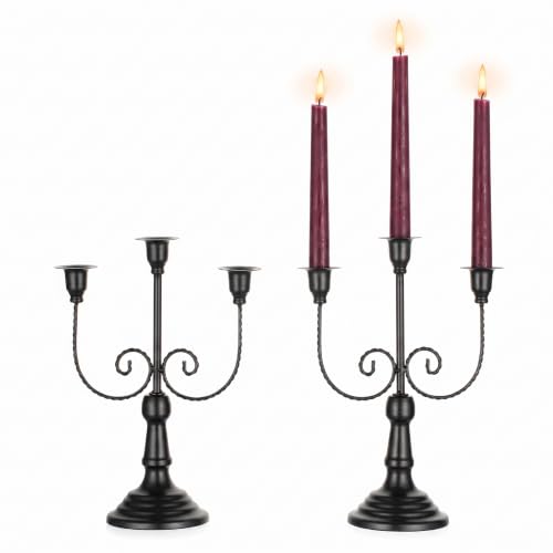 Romadedi Halloween Candelabra, Black 3-Arm Candle Holders, Set of 2