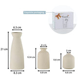 CEMABT Beige Ceramic vase Set-3 Small Flower vases for Decor,Modern Boho Farmhouse Home Decor,Decorative vase for Pampas Grass&Dried Flowers,idea Shelf,Table,Bookshelf ，Entryway- Distressed