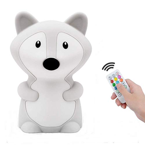 Animal Fox Kids Night Light, Cute Children's Room LED Bedside Rechargeable Child Lamp with Changeable RGB 9 Colors for Boy/Girl/Adult/Baby, Compatible with Touch-Control & Remote Control