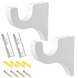 Briwooody 2 Pack Wooden Curtain Rod Brackets Curtain Rod Holder Wood Brackets Classics 3 1/2" Return Bracket for 2" Pole (White)