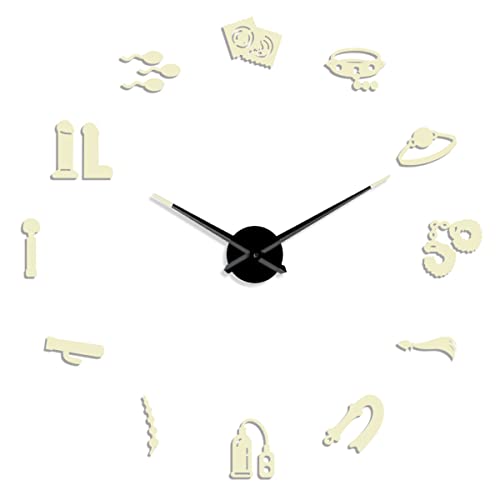 Sex Toys DIY Creative Different Frameless Luminous Wall Clock Home Decoration Modern Gifts（47 inch）