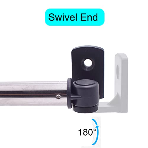 YYST Type A 16" to 39.5" Swivel End Window Curtain Sash Rod for Top & Bottom Doors & Sidelights Petite Café Sidelight Rods W Screws (Black-2)