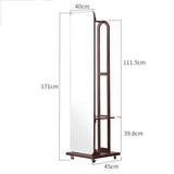 Decorative Full-Length Dressing Mirror, Bedroom Rotating Floor, Multi-Functional Solid Wood Storage Fitting for Living Room