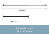 TYRON 1 Pack Screwed Sash Curtain Rod Adjustable 18-30 Inch, 3/8 In. Diameter, French Door Curtain Rods, Cafe Window Rod (Black)