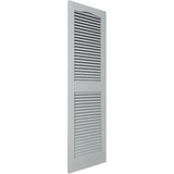 14 1/2"W x 49"H Lifetime Vinyl, TailorMade Cathedral Top Center Mullion, Open Louver Shutters, w/Shutter-Loks (Per Pair), 945 - Platinum